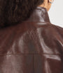 Brown Leather Bomber Jacket
