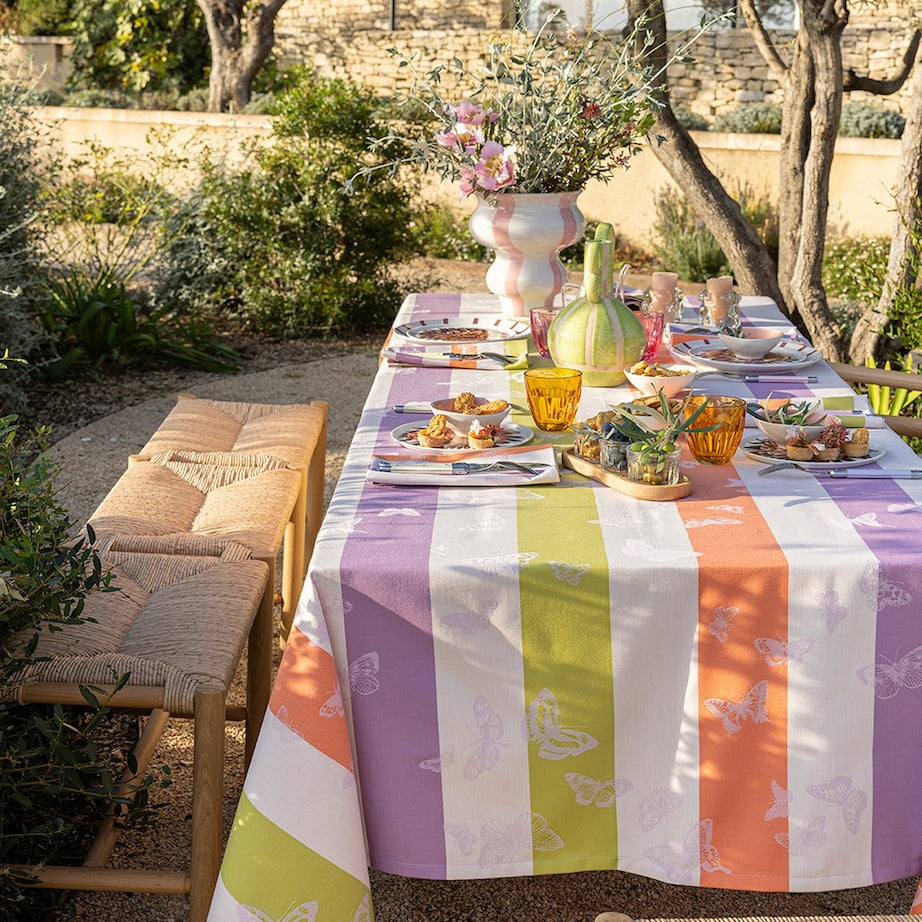 Le Jacquard Français Coated Bal des Papillons Tablecloth (175cm x 250cm)