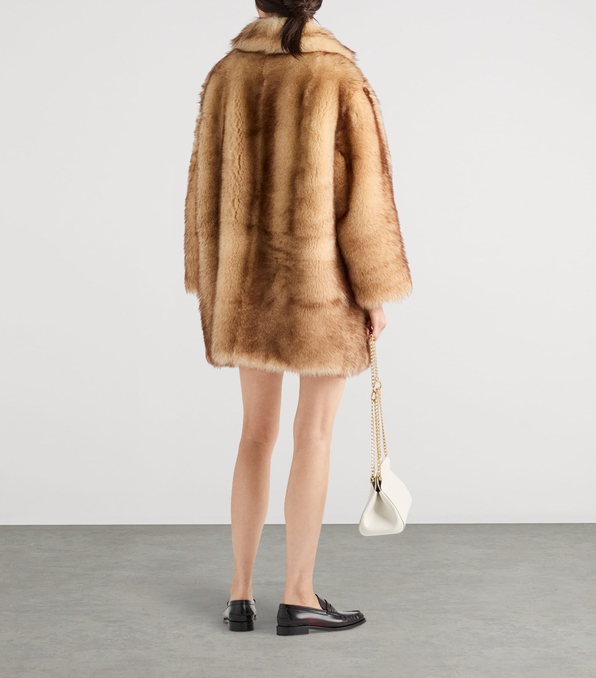 Neutral Shearling Caban Jacket