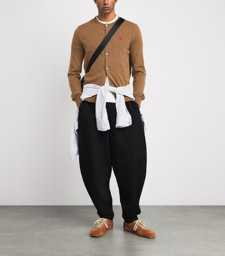 Comme Des Garçons Play Brown Wool Mini Heart Cardigan