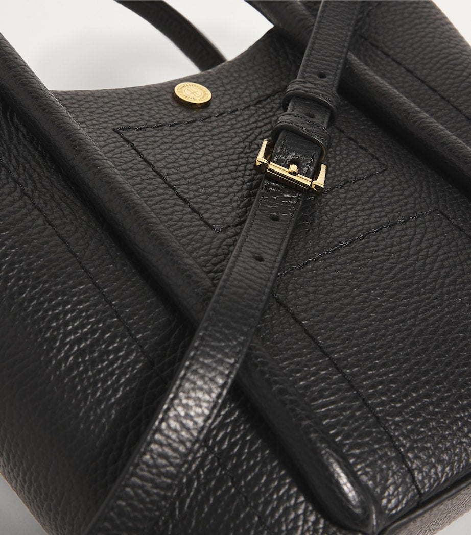 Black Grab Leather Rope Tote Bag