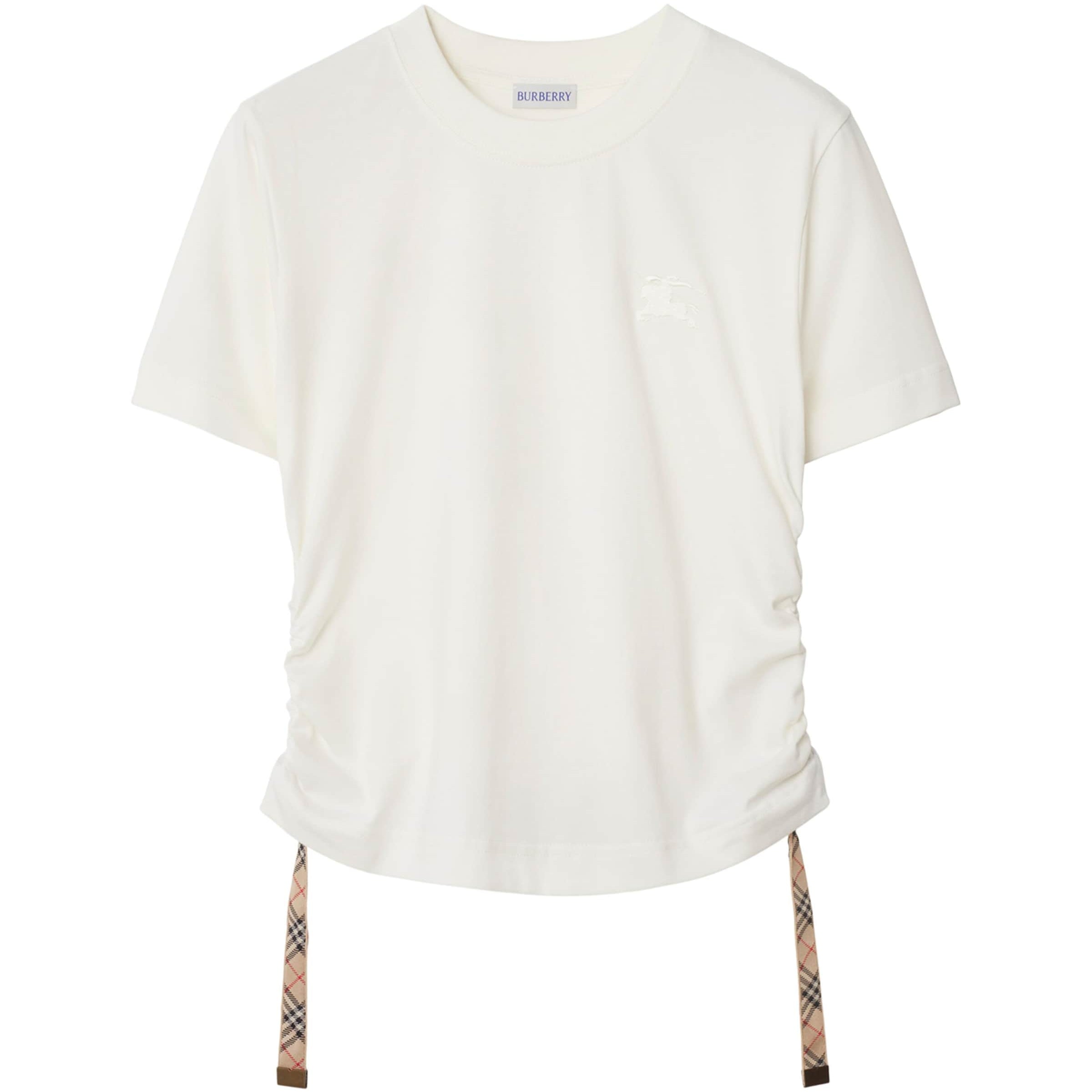 Burberry White Cotton Gathered EKD T-Shirt