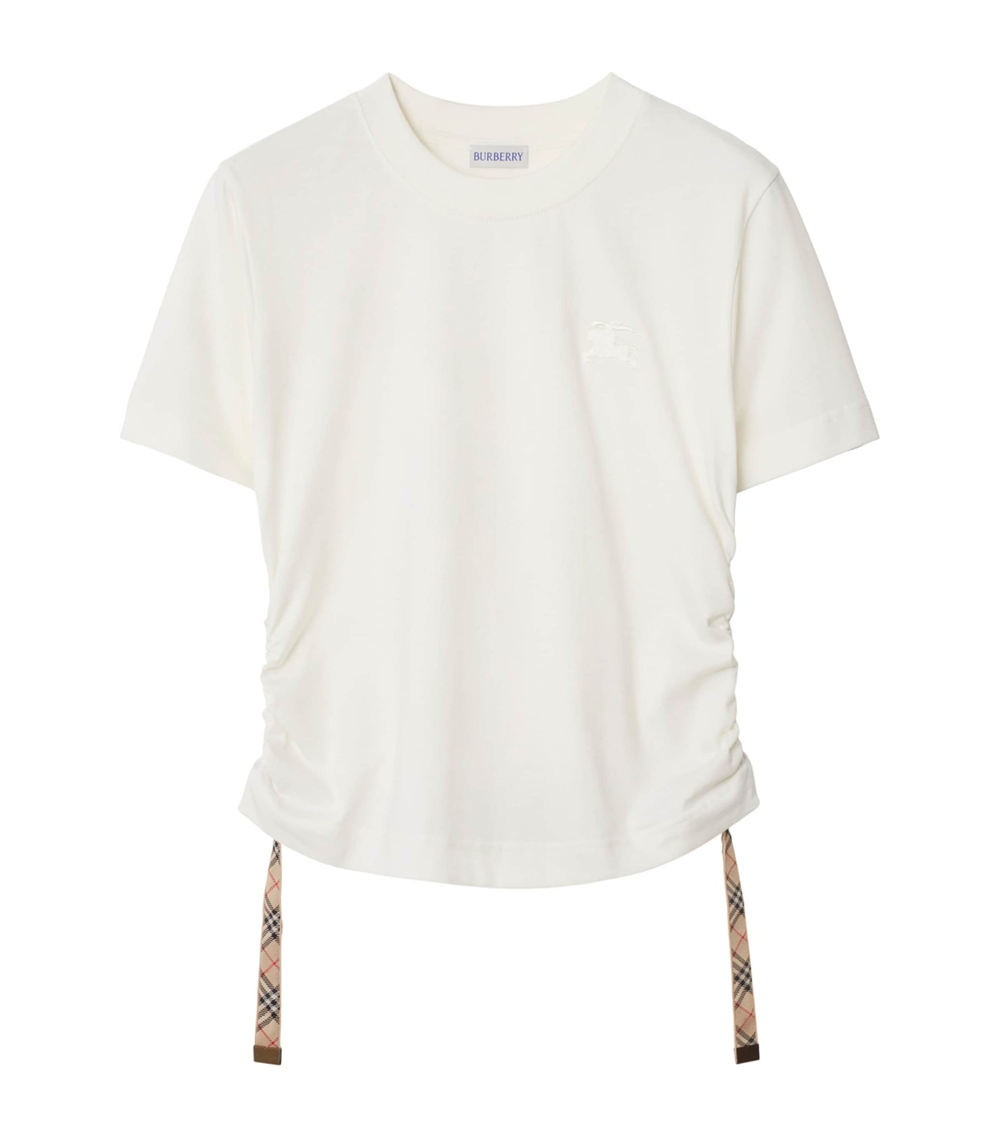 Burberry White Cotton Gathered EKD T-Shirt