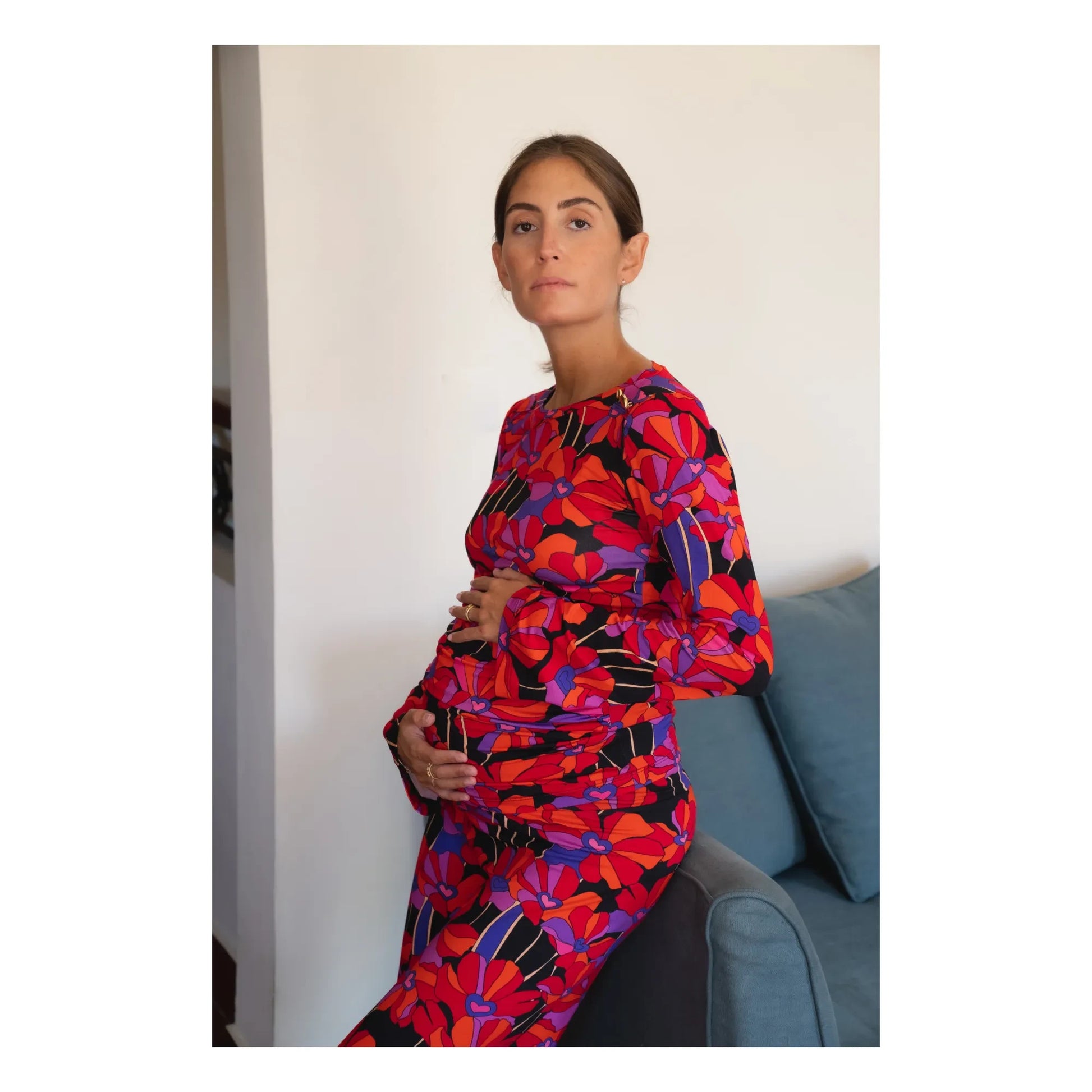 Paloma Collection - Andrea Flower Power Pregnancy Pants | Red