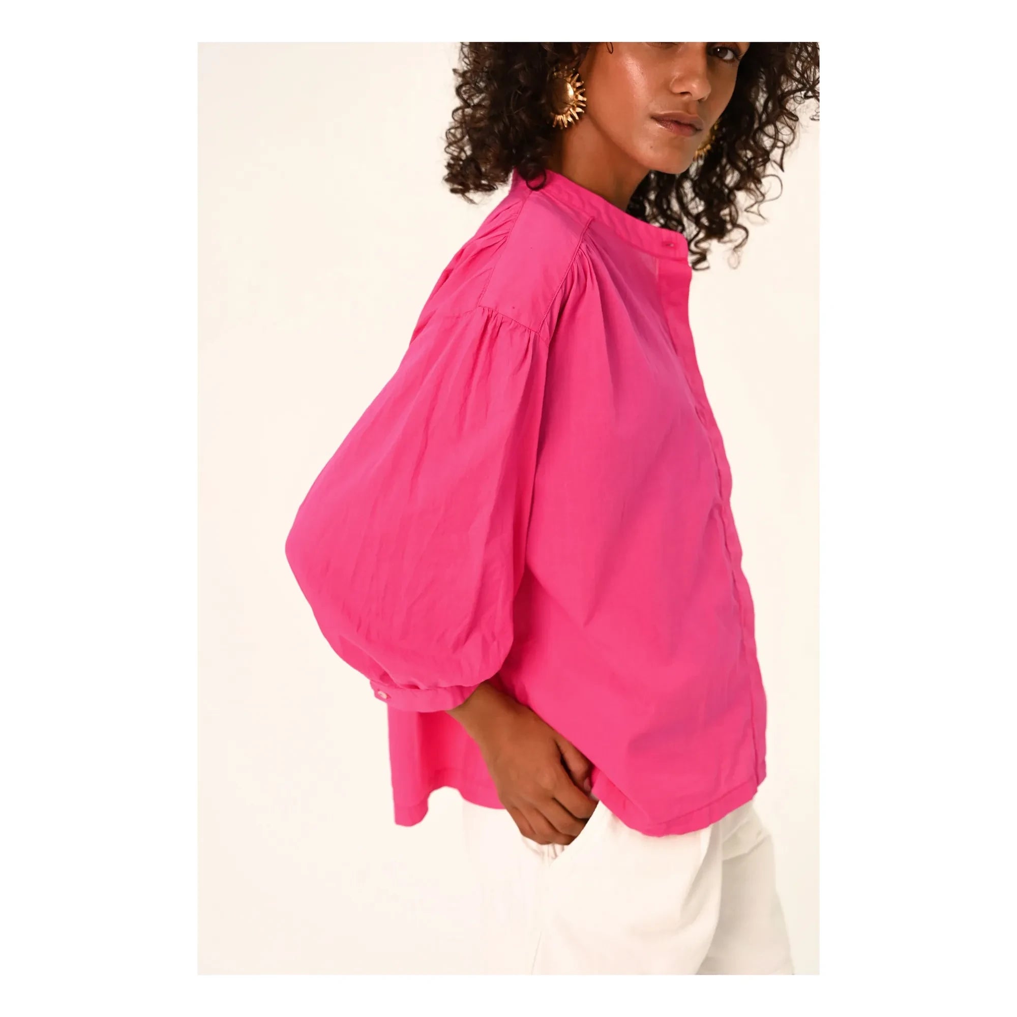 Sacrécoeur - Carla Hibis Popeline blouse | Framboise