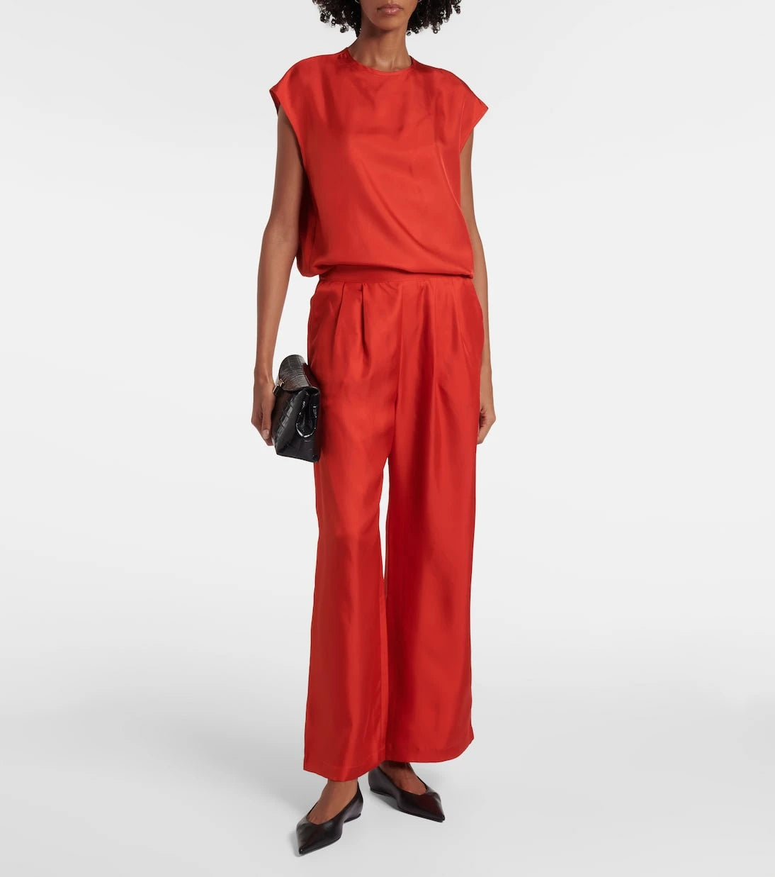 Asceno - Isola silk twill wide-leg pants