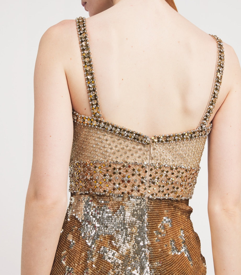 Jenny Packham Gold Embellished Only You Maxi Dress