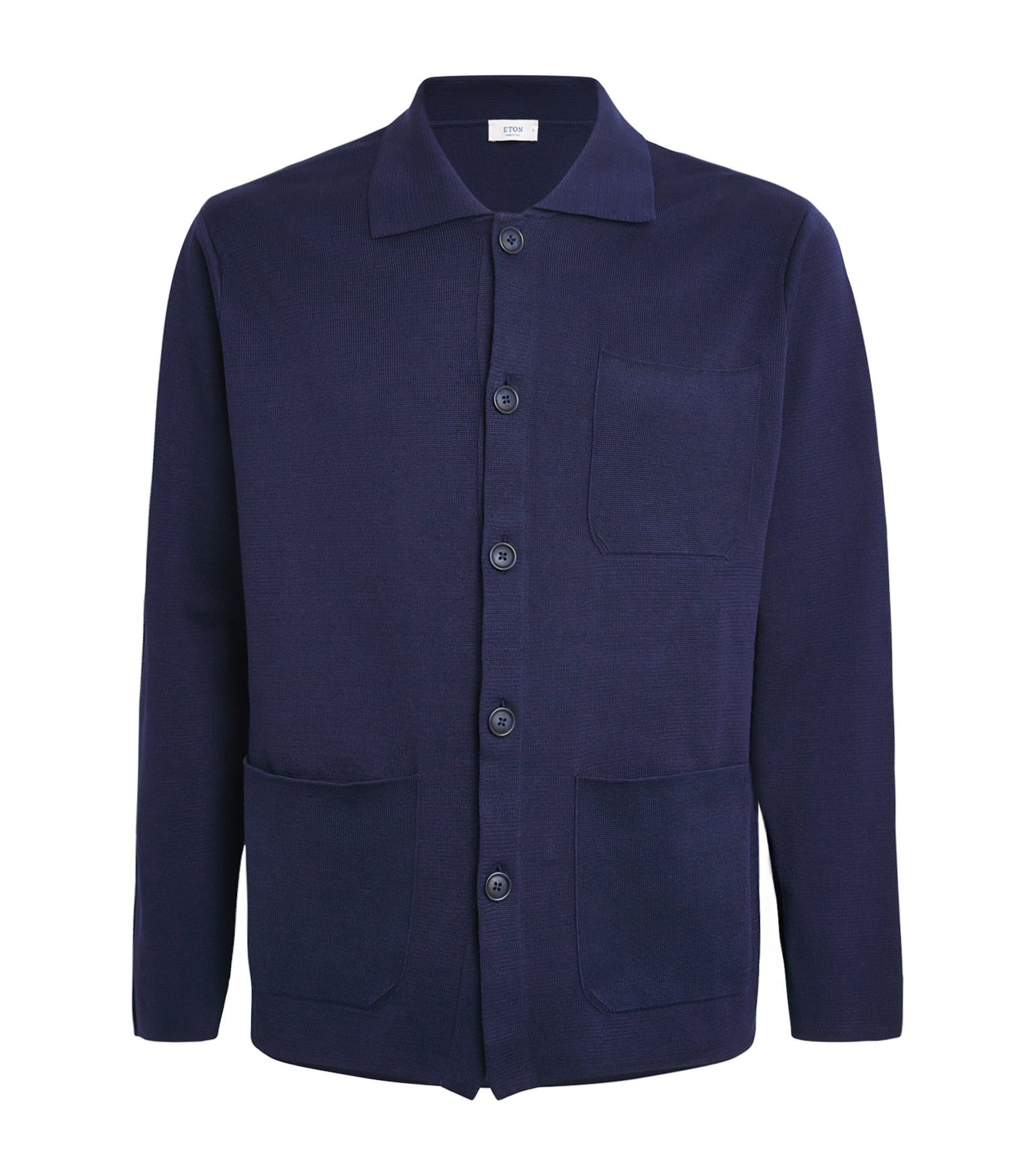 Navy Cotton Three-Pocket Overshirt