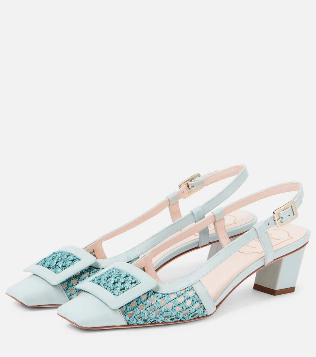 Roger Vivier - Belle Vivier 45 crochet leather slingback pumps