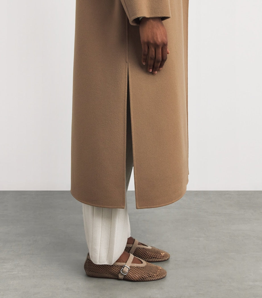 Beige Virgin Wool Silk-Lined Overcoat