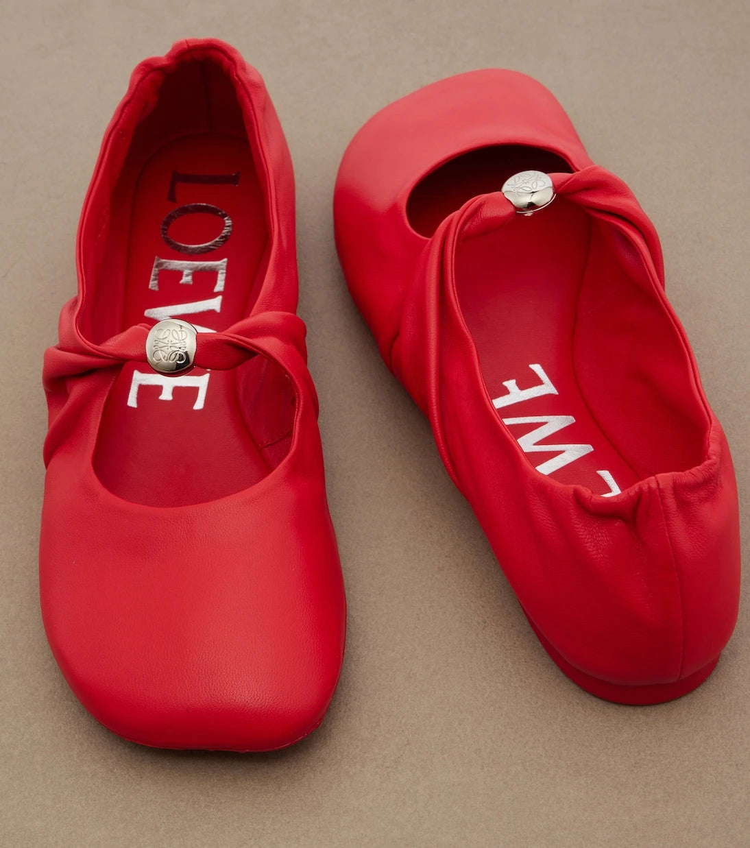 Loewe - Pebble Soft leather Mary Jane flats
