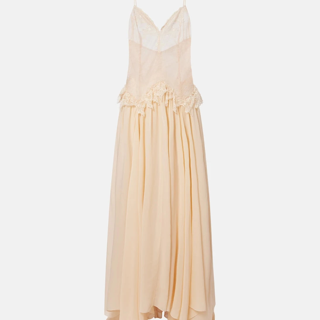 Blumarine - Lace-trimmed georgette maxi dress