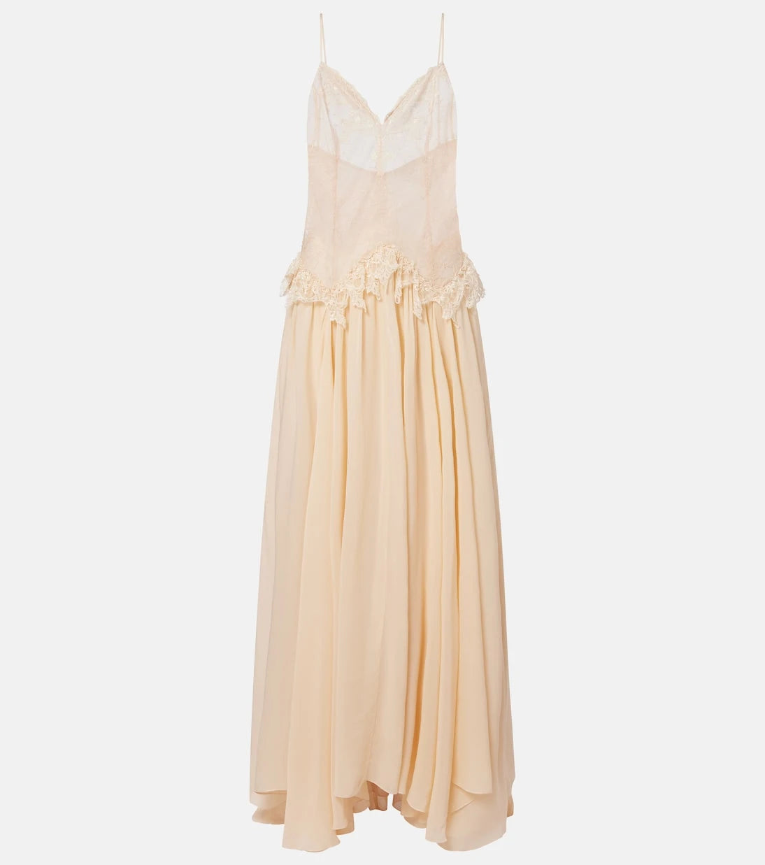 Blumarine - Lace-trimmed georgette maxi dress