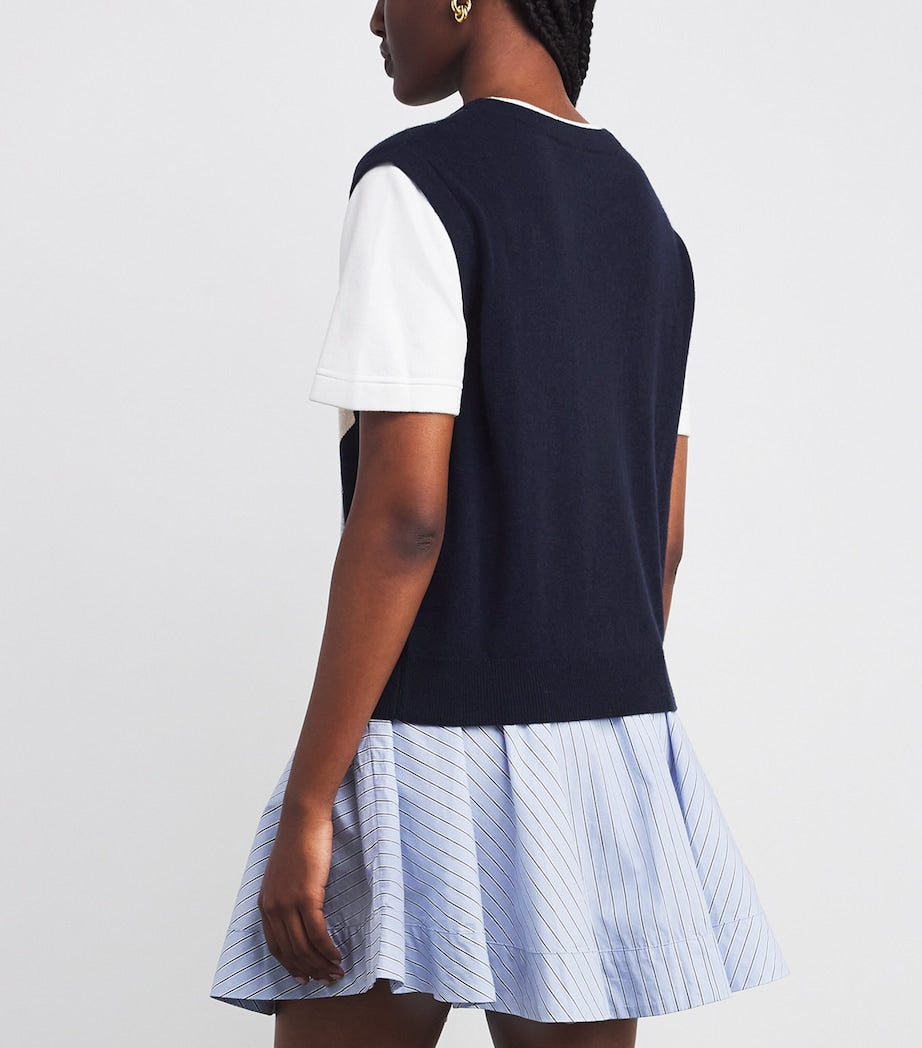 Wool-Cashmere Layered Sweater NAVY BLUE