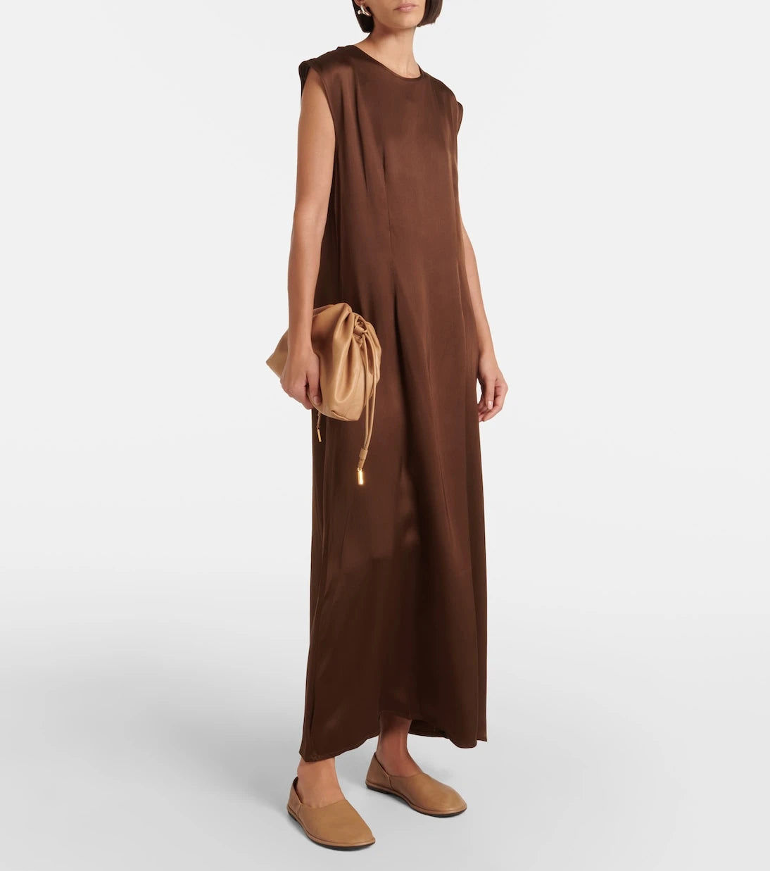 Asceno - Rose silk satin maxi dress