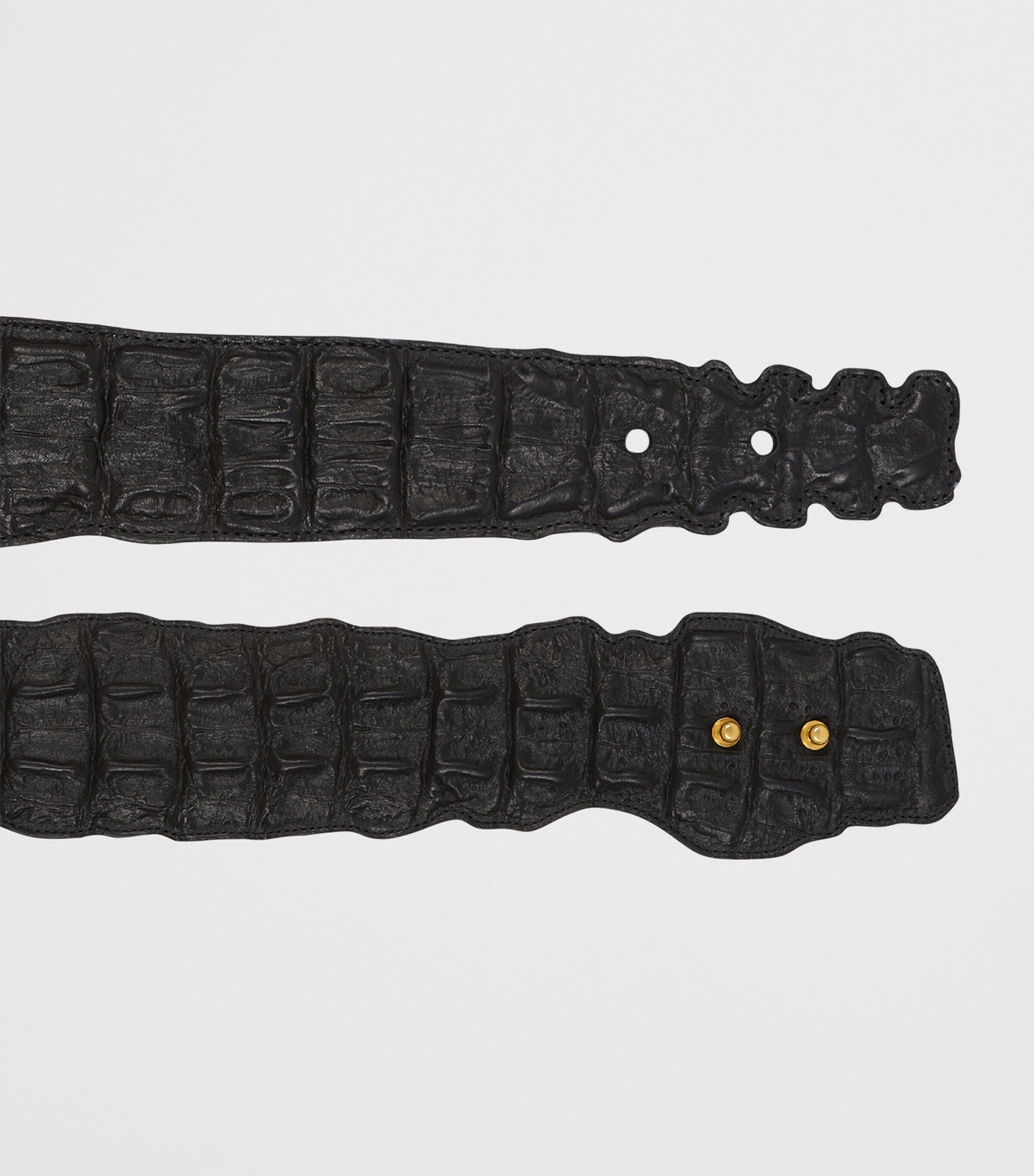 Balmain Black Leather Croc-Embossed Belt