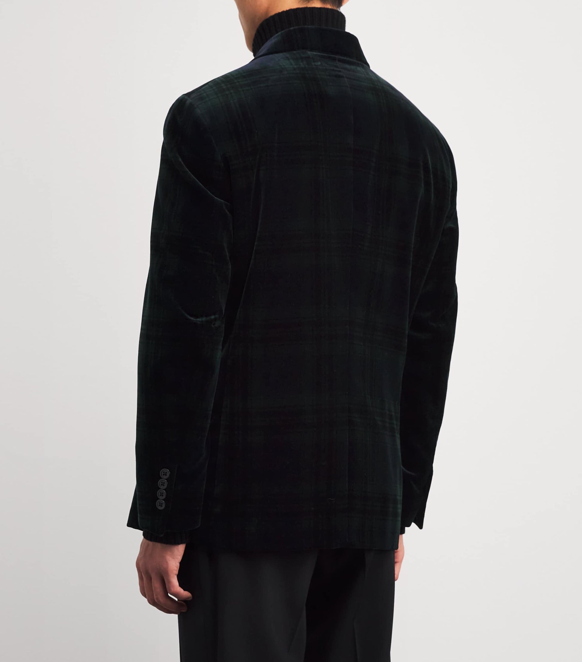 Polo Ralph Lauren Green Cotton Velvet Tartan Double-Breasted Blazer