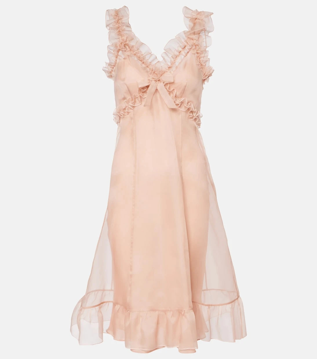 Alessandra Rich - Ruffled silk organza slip dress
