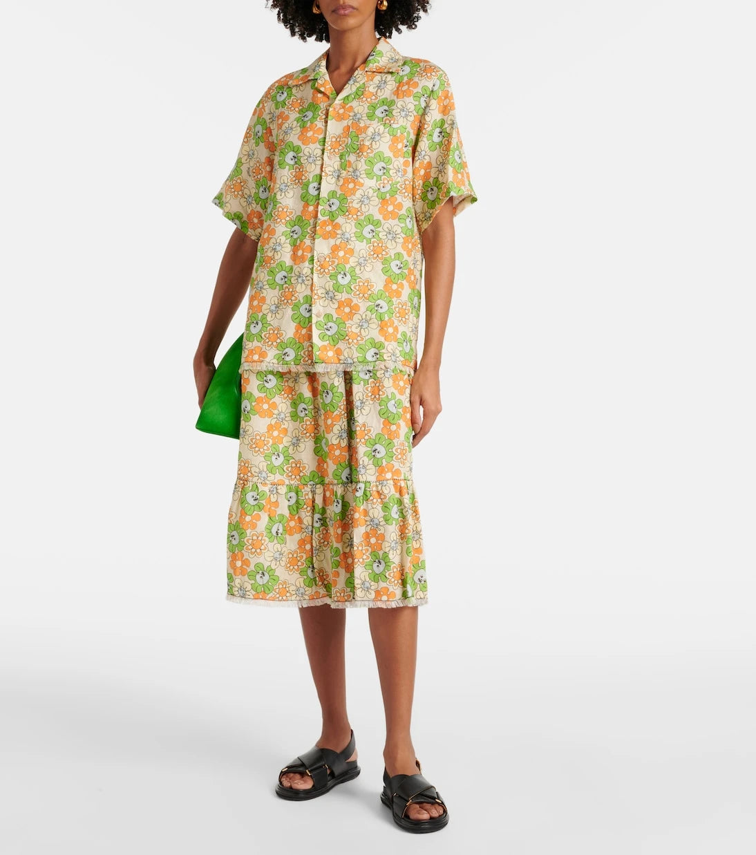 Marni - Floral linen midi skirt