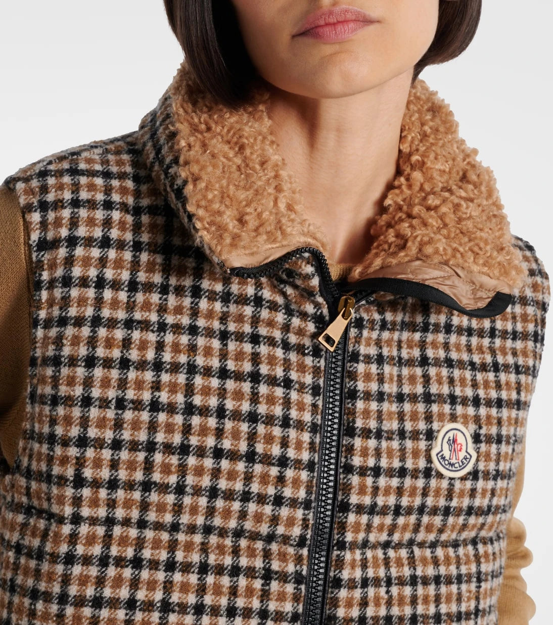 Moncler - Touvet checked wool-blend down vest