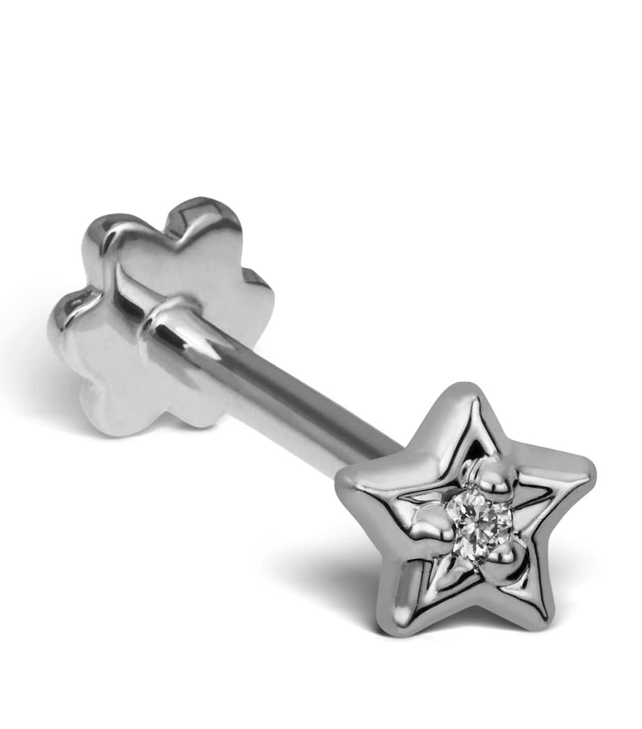 Maria Tash White Gold and Diamond Solitaire Star Threaded Stud Earring (3mm)