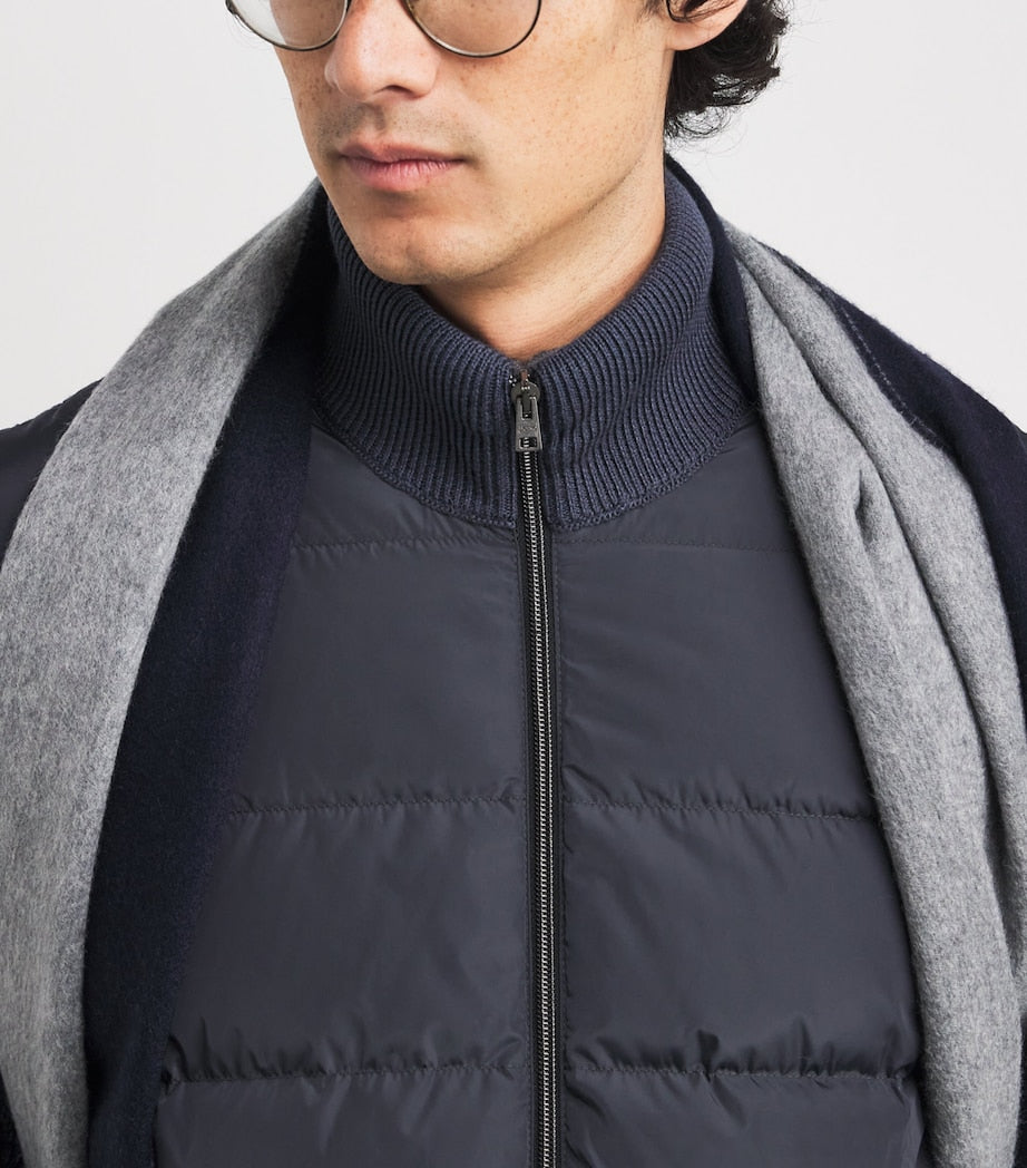 Grey Down Wool-Blend Hybrid Puffer Jacket