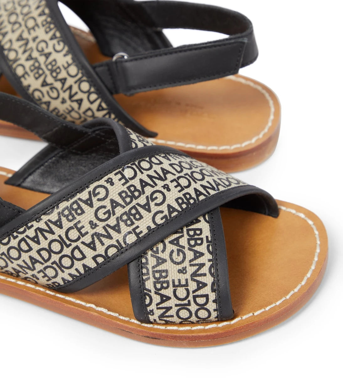 Dolce&Gabbana Kids - Logo leather-trimmed canvas sandals