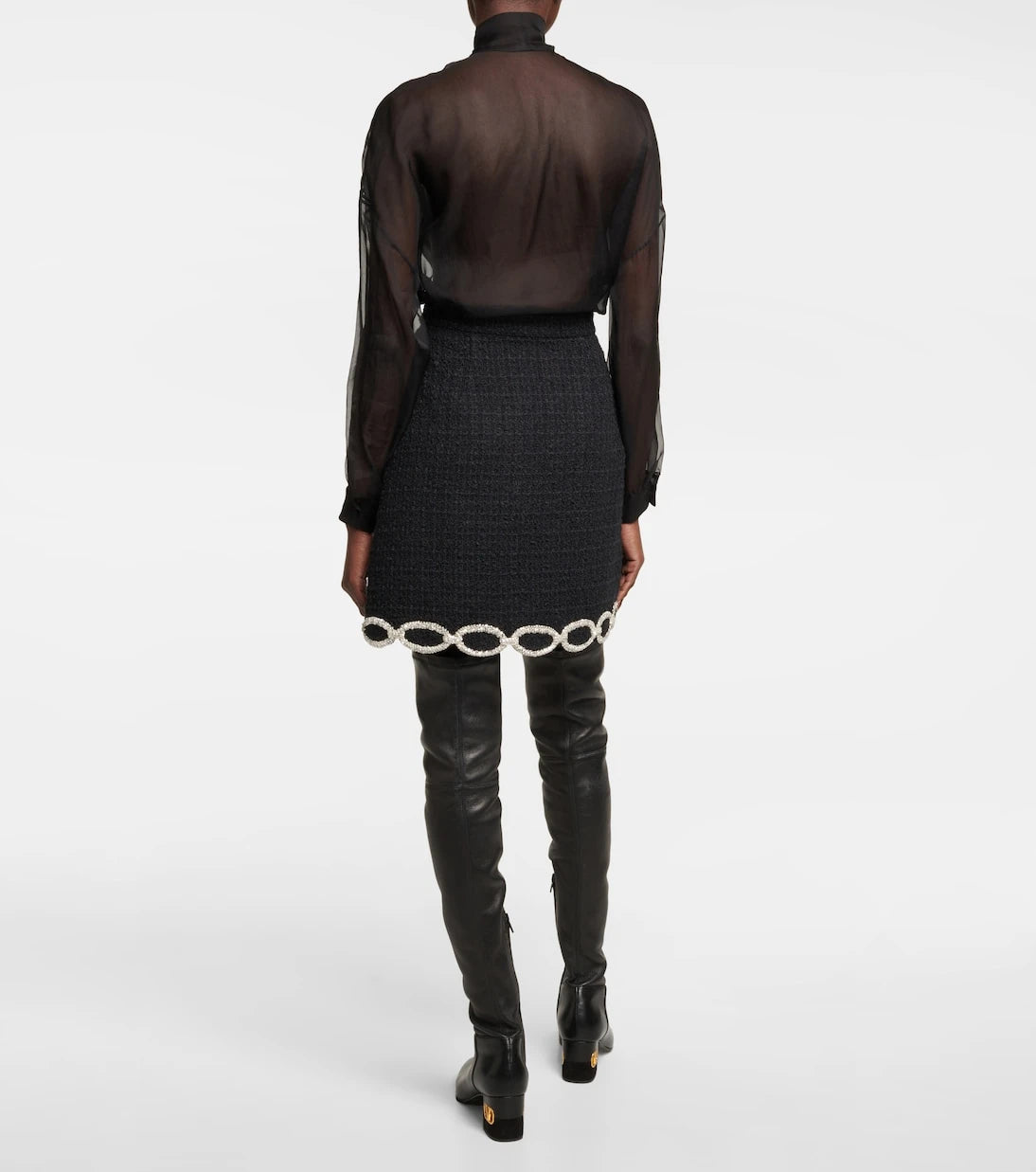Valentino - Embellished tweed miniskirt