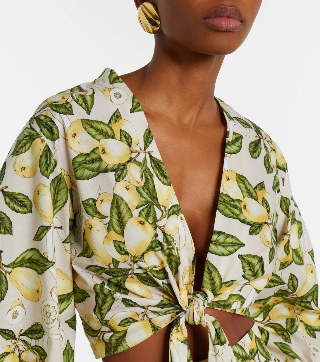 Adriana Degreas - Printed cotton-blend crop top