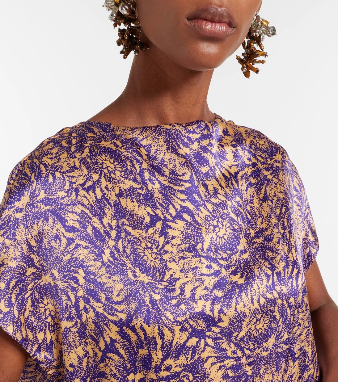 Dries Van Noten - Floral silk satin midi dress