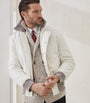 Brunello Cucinelli White Cashmere Aviator Jacket