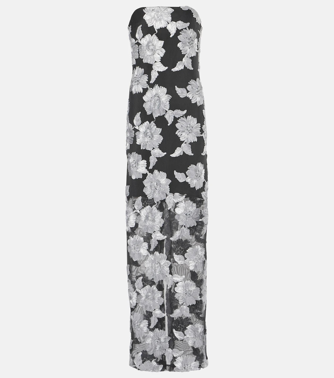 Rotate - Floral strapless mesh maxi dress
