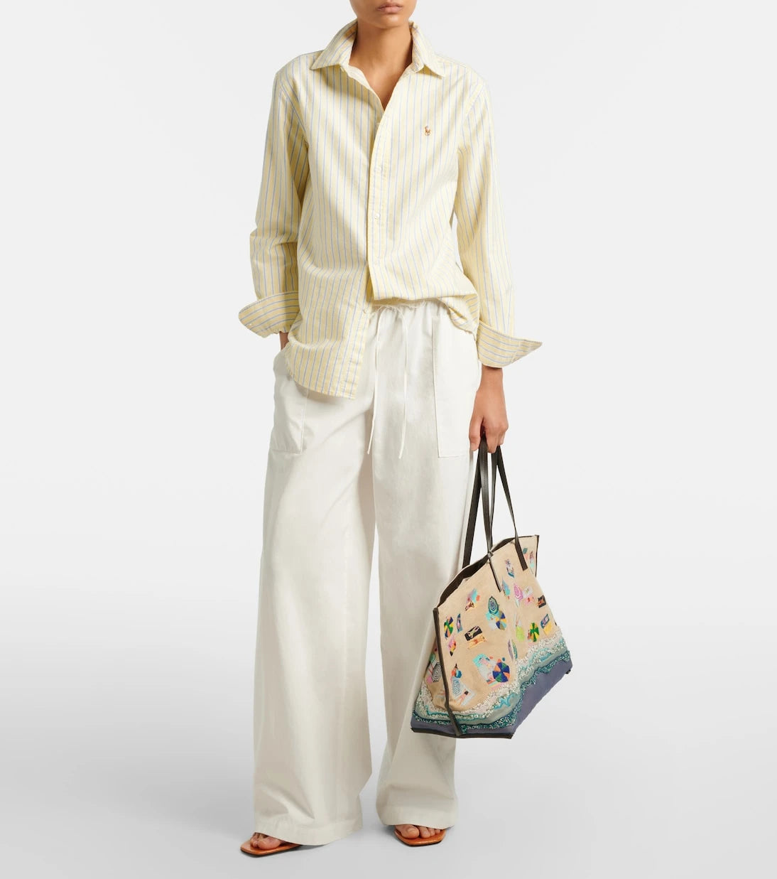 Staud - Christos Large beaded canvas tote bag