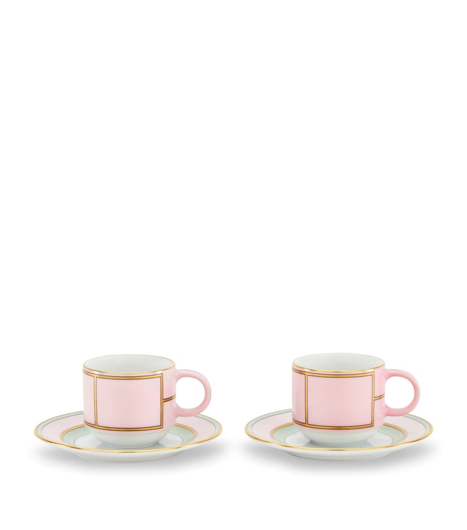 Set of 2 Colonna Diva Rosa Coffee Cups and Saucers