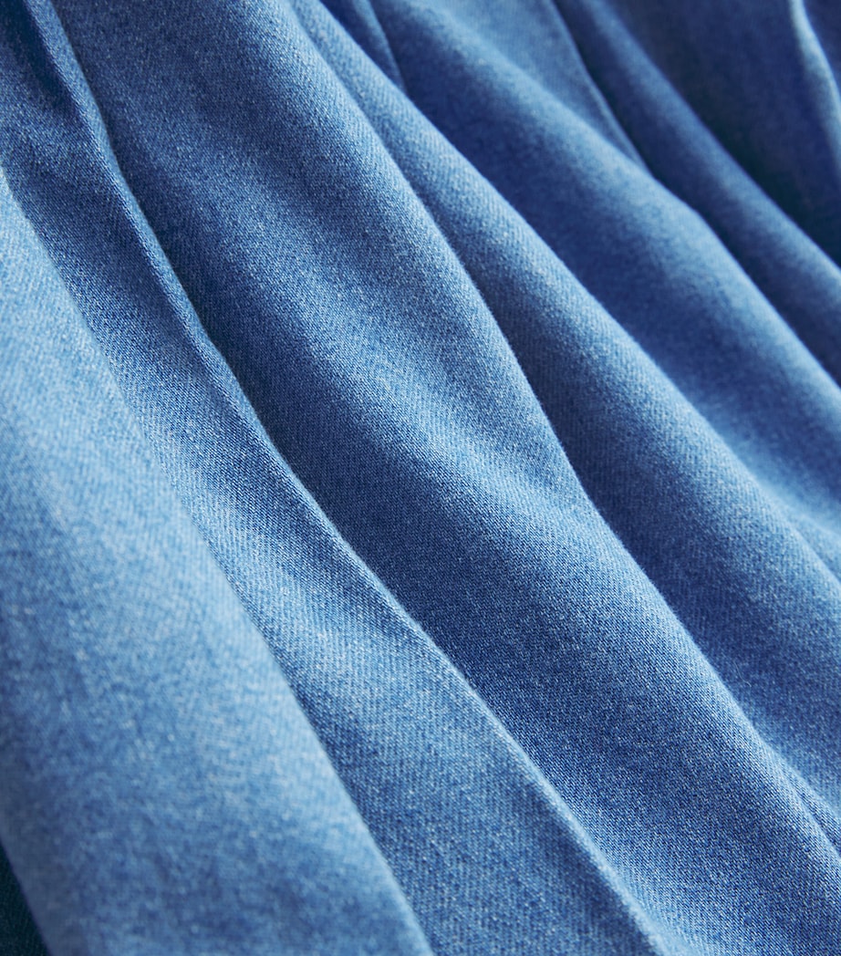 Blue Pleated Denim Skirt