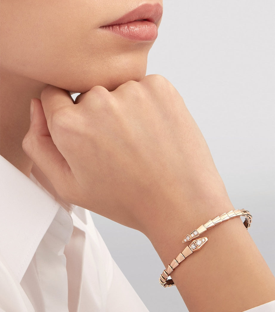 Medium Rose Gold and Diamond Serpenti Viper Bracelet