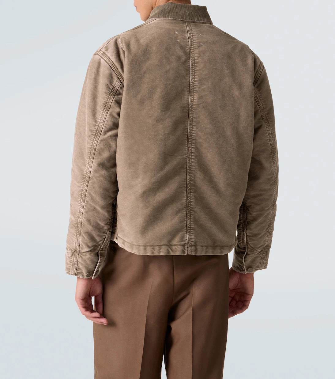 Maison Margiela - جاكيت دنيم ممزّق بتفاصيل كوردروي