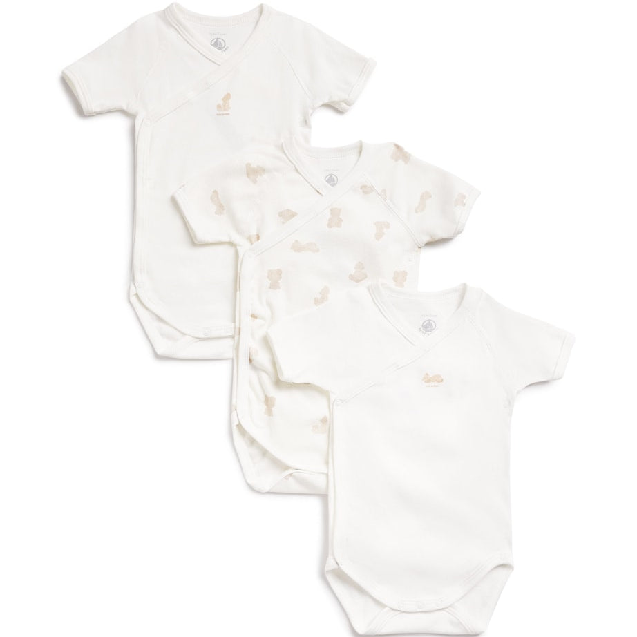 Petit Bateau Set of 3 Organic Cotton Bodysuits (1-12 Months)