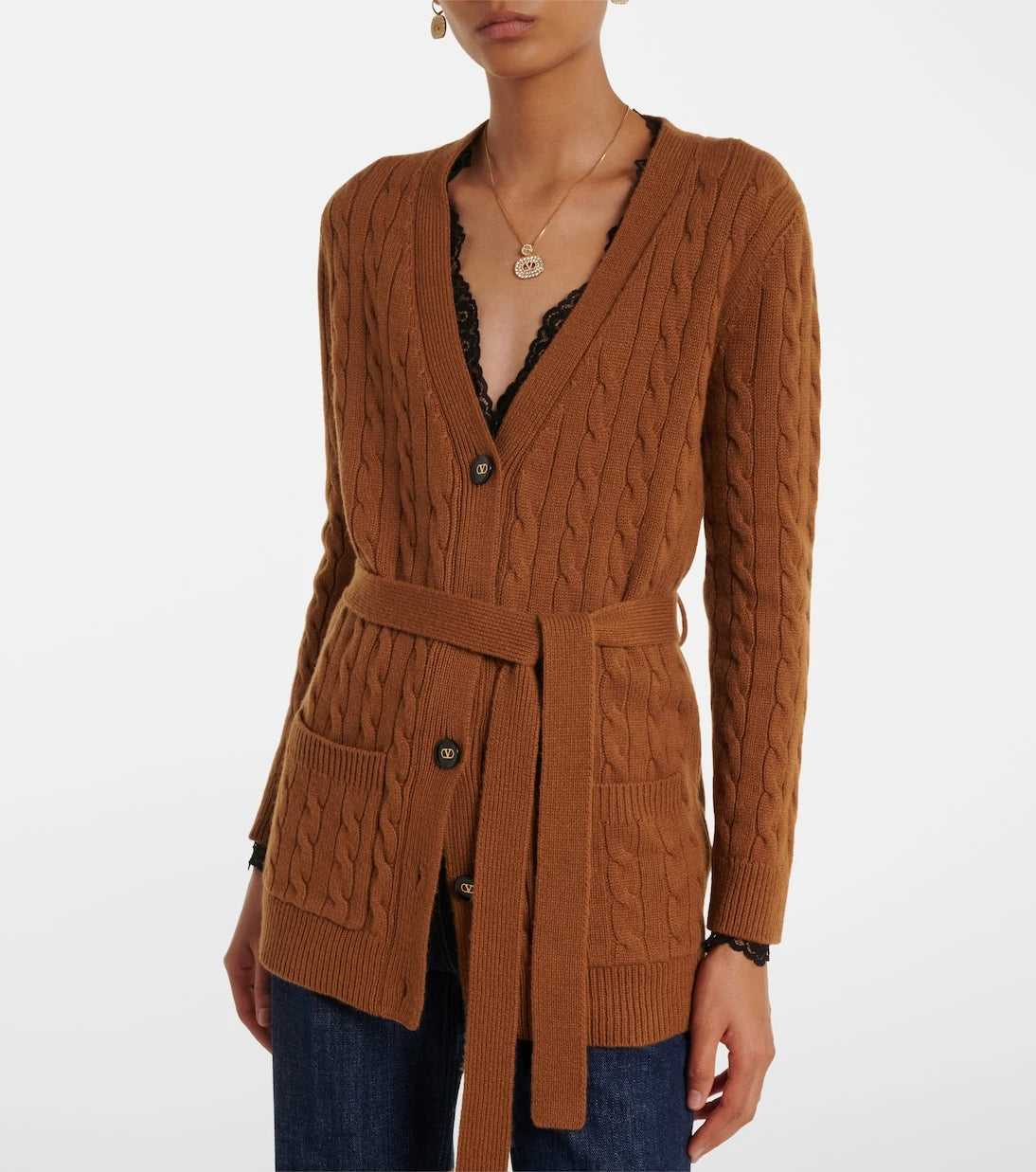 Valentino - Cable-knit cashmere cardigan