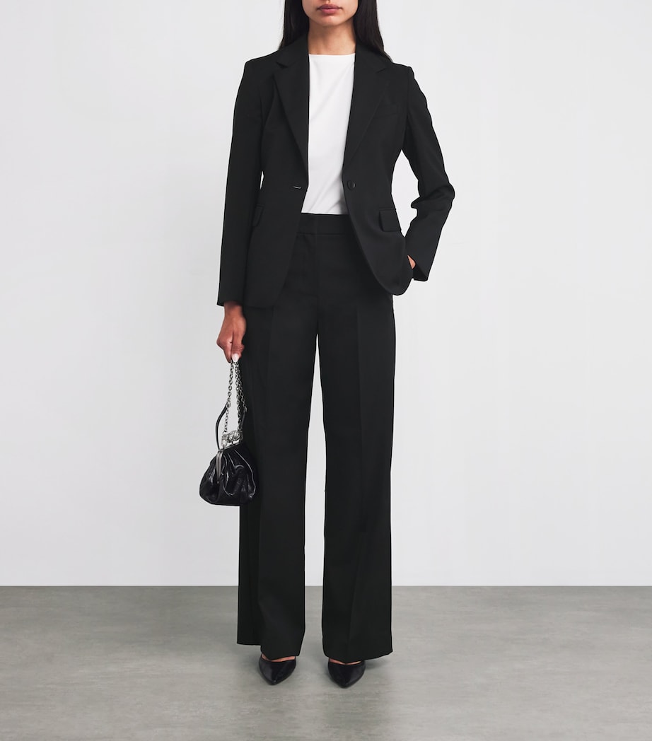 Weekend Max Mara Black Virgin Wool Wide-Leg Trousers