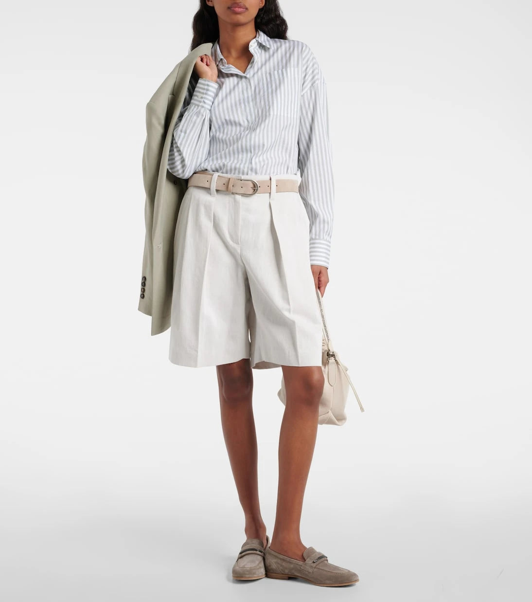 Brunello Cucinelli - Striped cotton and silk poplin shirt