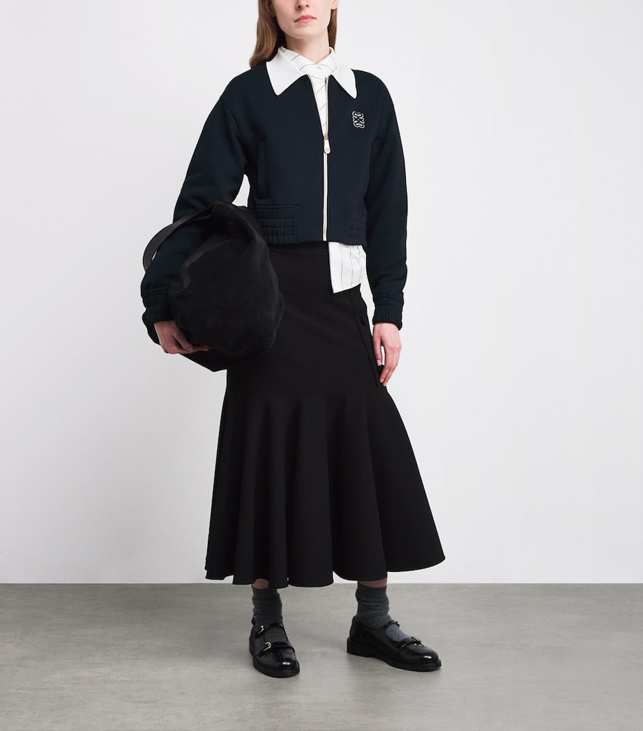 Sandro Paris Blue Cropped Dual-Tone Sweatshirt