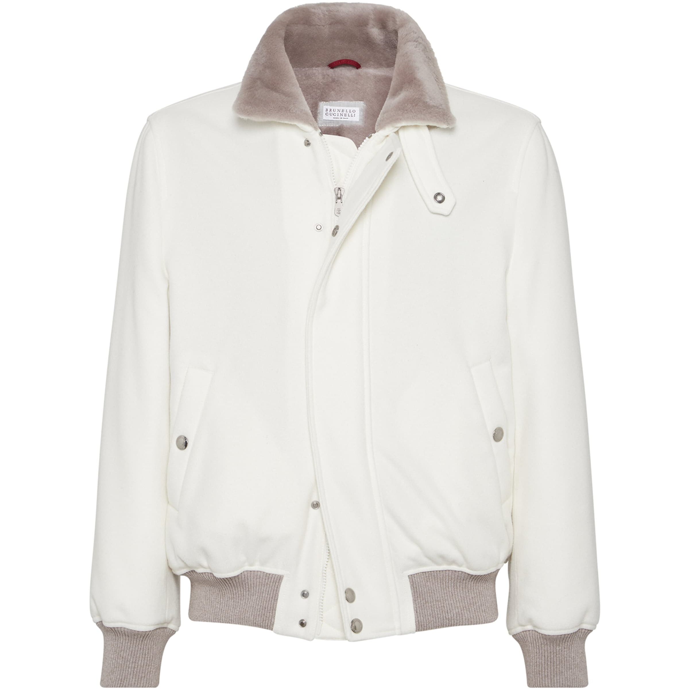 White Cashmere Aviator Jacket