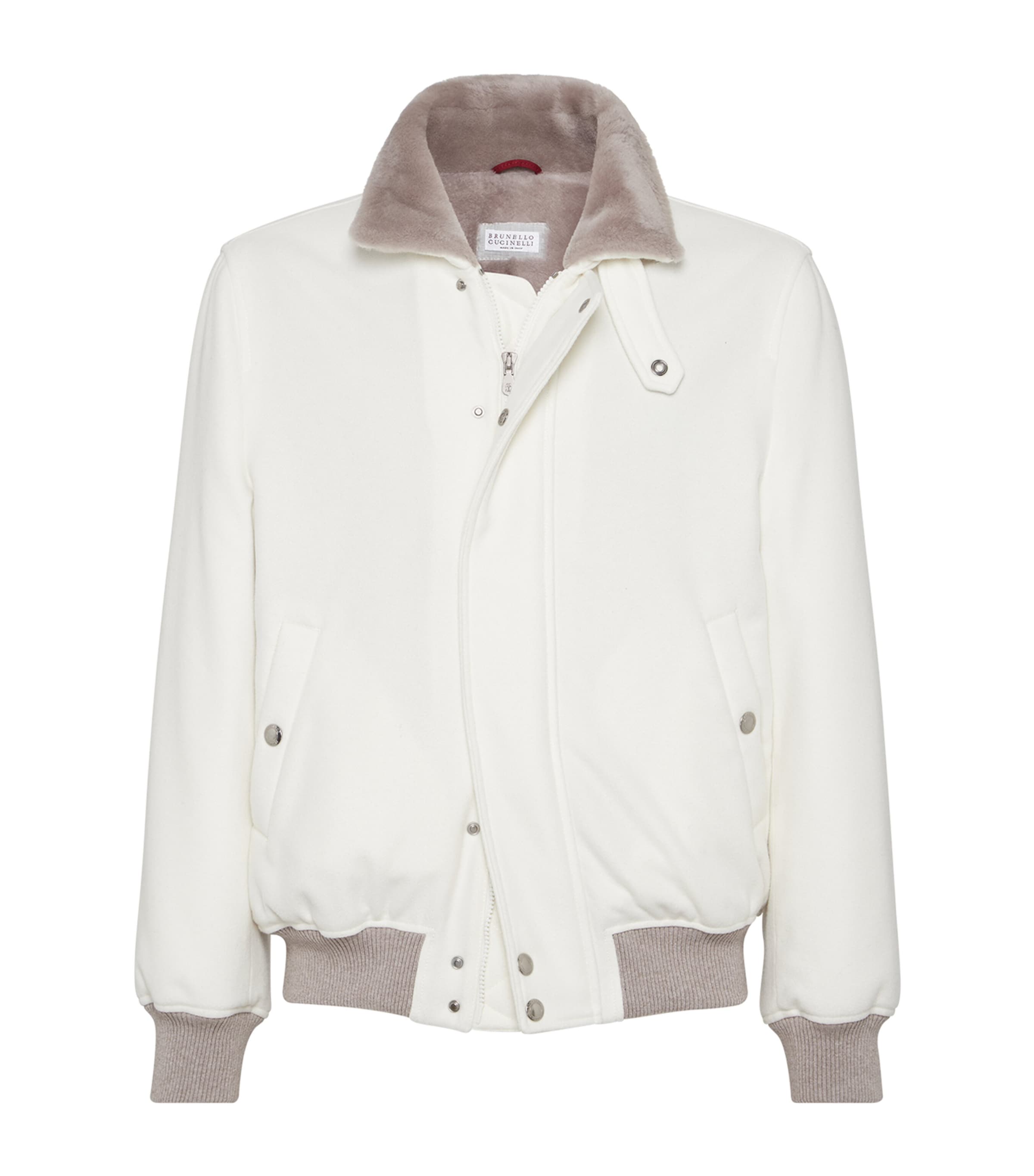 White Cashmere Aviator Jacket
