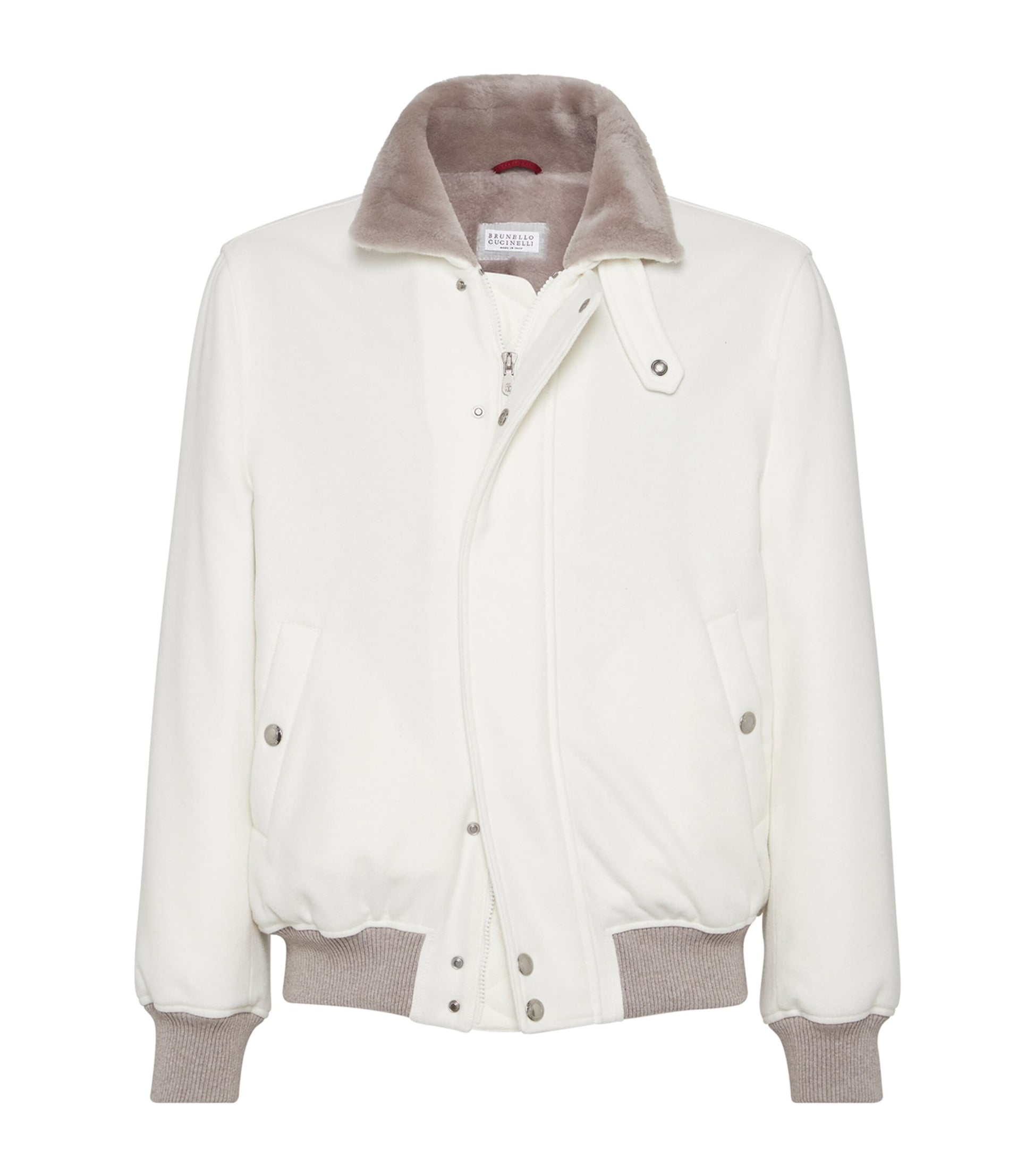 White Cashmere Aviator Jacket