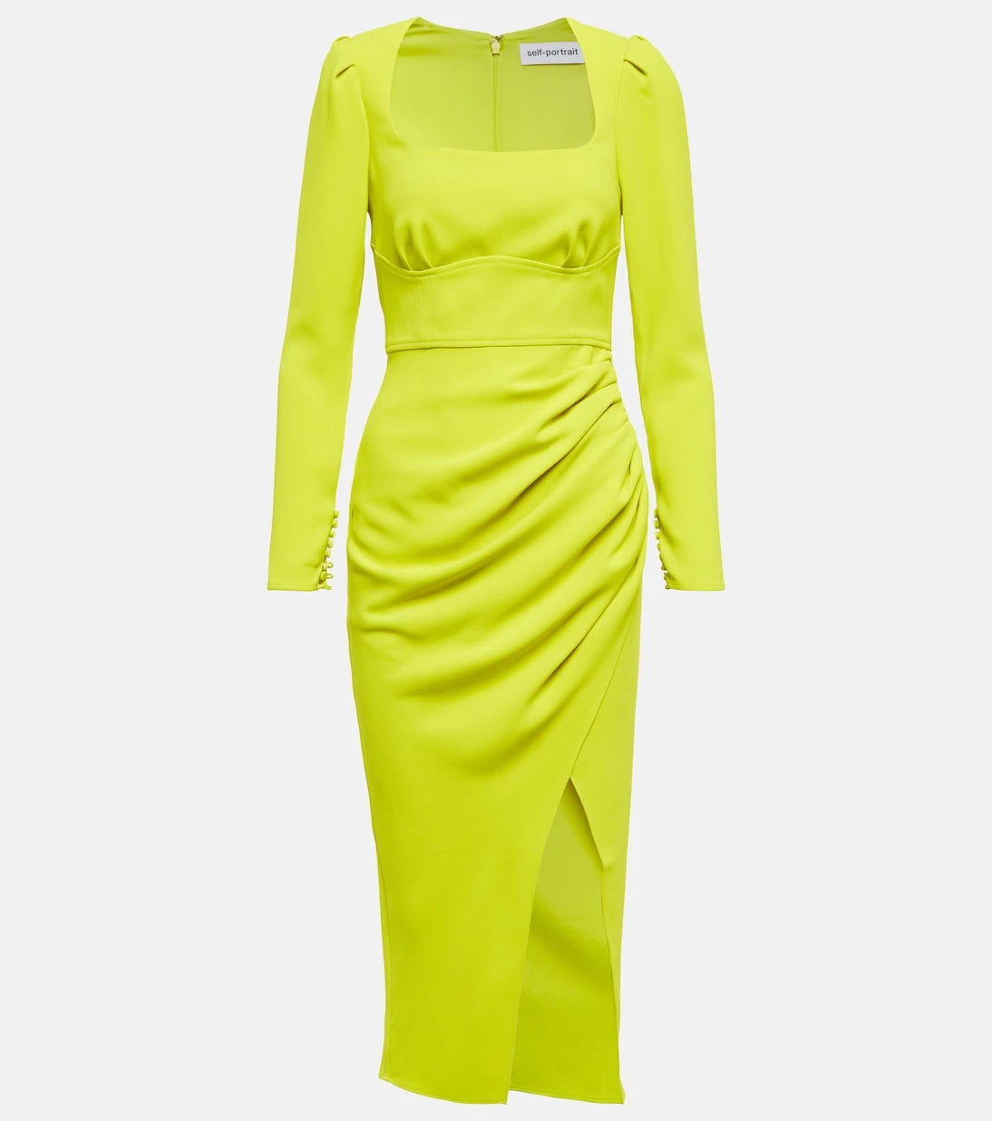 Self-Portrait - Ruched crêpe midi dress