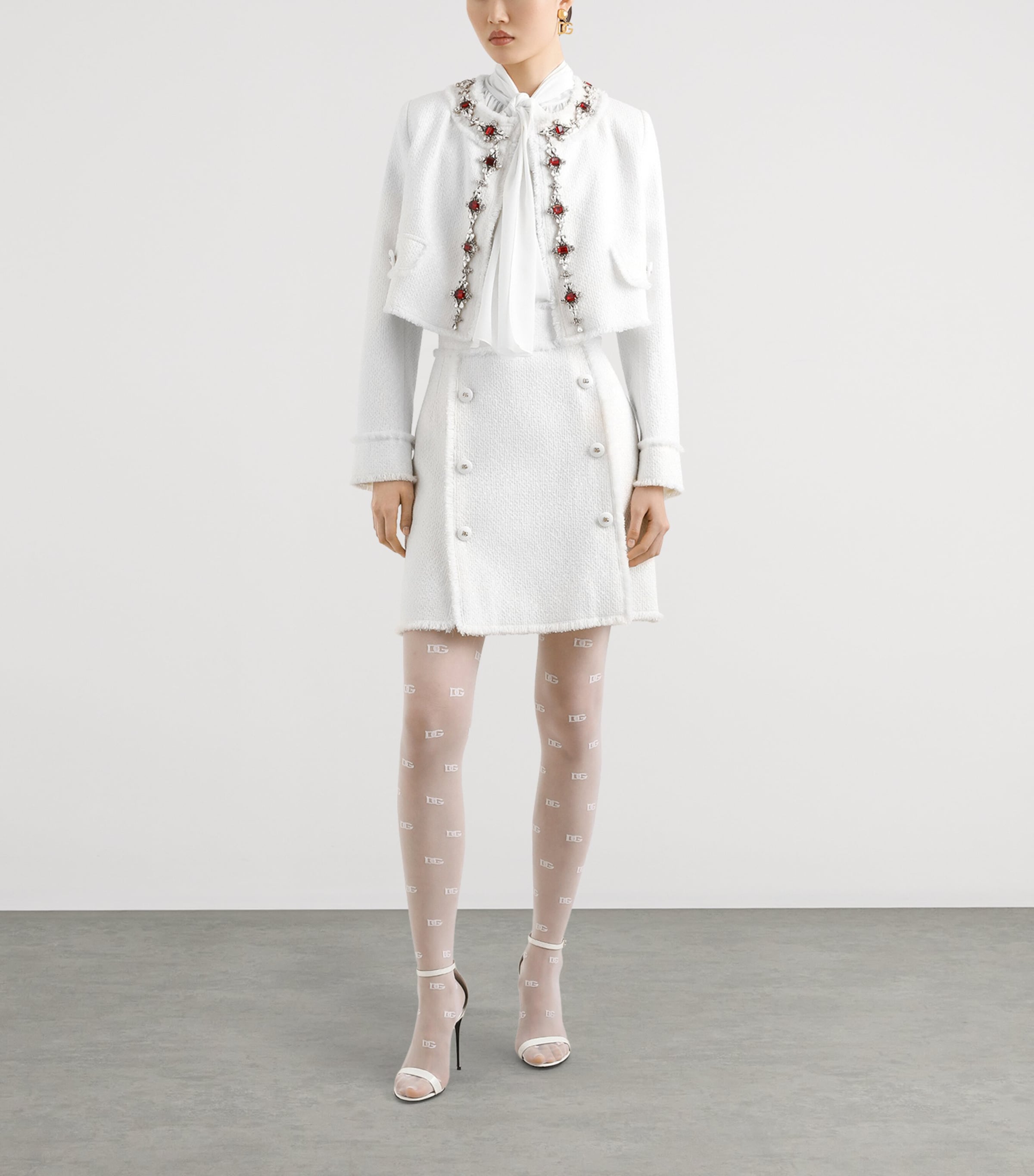 Dolce & Gabbana Multi Tweed Embellished Jacket