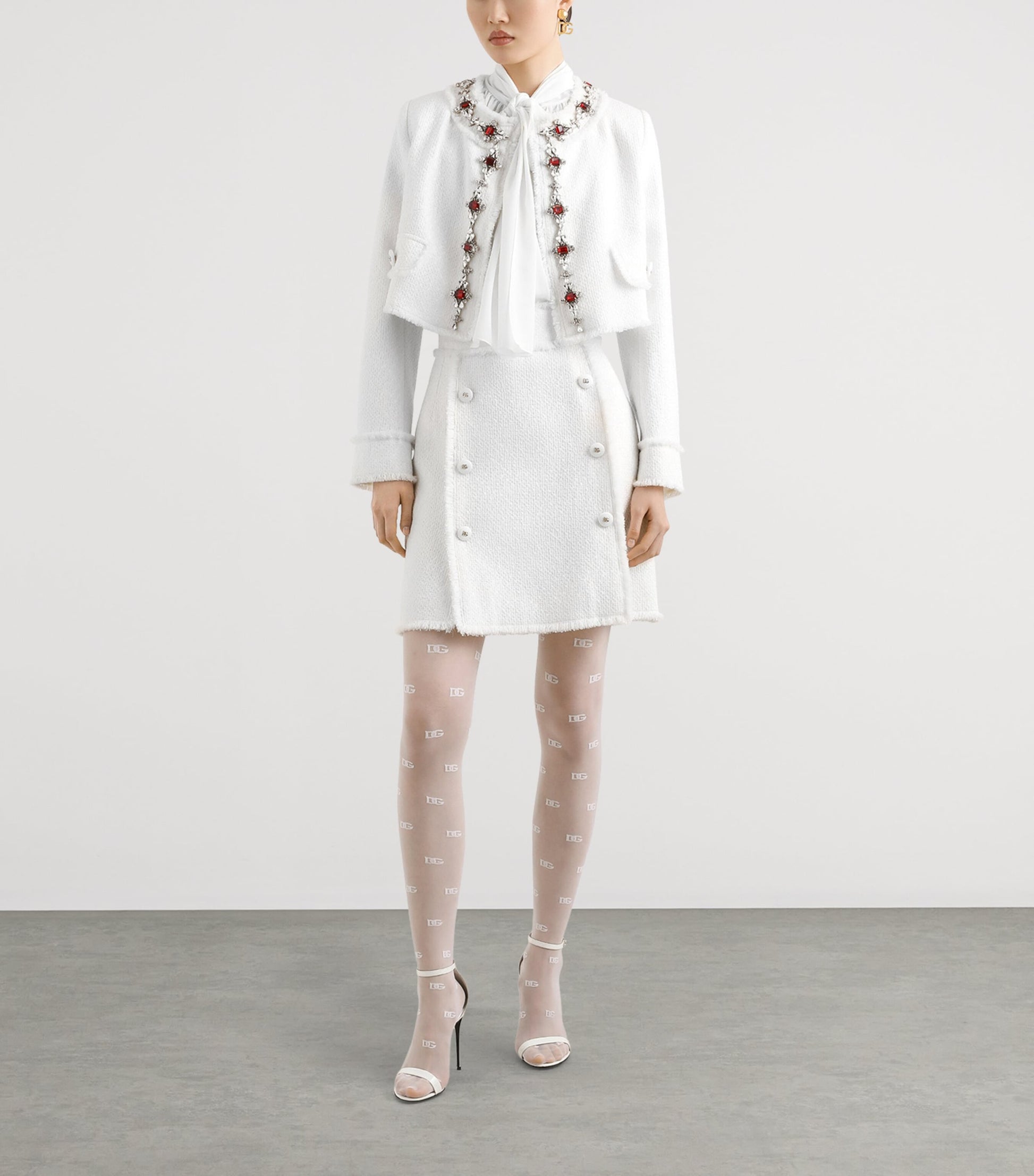 Dolce & Gabbana Multi Tweed Embellished Jacket