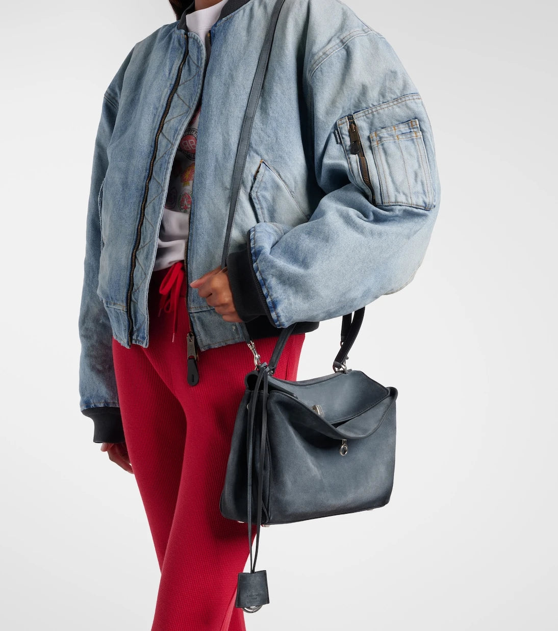 Balenciaga - حقيبة كتف Rodeo الصغيرة من الجلد السويدي