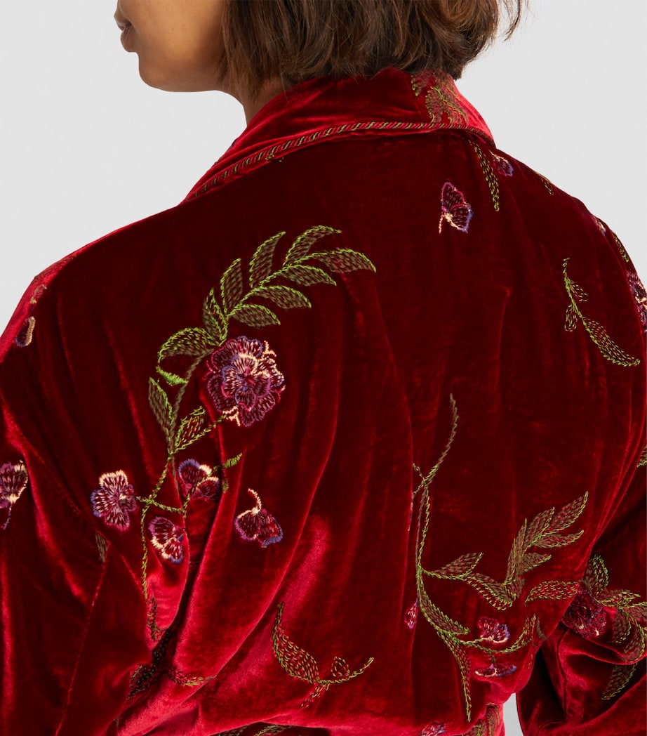 Red Embroidered Velvet Robe